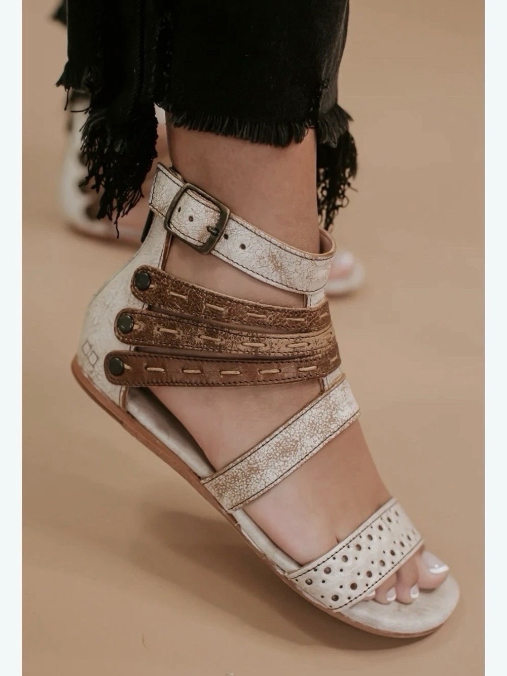 Bed Stu Artemis Sandals Distressed Leather Handmade Women 10 Nectar Tan Lux